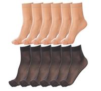 LiiYoang 12 Pairs Women'S Pop Socks & Tights 20 Denier, Nylon Sheer Socks Women Ankle High Silk Thin Sock Multiple Colors Gift Boxed Set