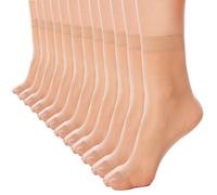 LiiYoang 12 Pairs Women'S Pop Socks & Tights 20 Denier, Nylon Sheer Socks Women Ankle High Silk Thin Sock Multiple Colors Gift Boxed Set