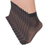 LiiYoang 12 Pairs Women'S Pop Socks & Tights 20 Denier, Nylon Sheer Socks Women Ankle Silk Thin Sock Multiple Colors Gift Boxed Set (Black*12)