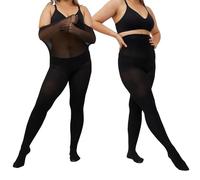 LiiYoang Black Tights Women Plus Size 40 Denier，M-4XL Tummy Control Tights Ladies Opaque Pantyhose 2 Pairs