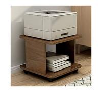 Lijiaxiuyc-101 2-Tier Movable Laser Printer Cart with Open Storage Large Machine Stand Wooden Rolling Table Paper File Organizer Shelf for Home Office (Retro Brown) Rolling Printer Stand