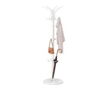 Lijiaxiuyc 101 Free Standing Metal Coat Rack with Marble Base Umbrella Holder Hooks Space Saving Design Stylish White Floor Stand Coat Hanger.