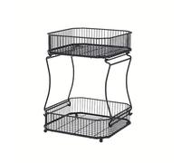 Lijiaxiuyc-101 Produce Basket 2 Tier Fruit Basket Metal, Countertop Vegetable Kitchen Organizer with Storage Box for Bread Snack Veggies Produce Vegetables(Black)