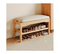 Lijiaxiuyc-101 Shoe Bench Shoe Bench for Home Use Doorway Entry Shoe Cabinet Sitting Stool One Solid Wood Shoe Bench Entry Door can Sit Shoe Rack Bench Shoe Rack with Seat(Khaki)