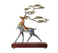 Lijiaxiuyc-101 Table Decorations Copper Deer Ornaments Auspicious Clouds Elk Living Room Entrance Office Creative Home Decorations Desktop Decor