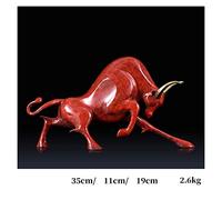 Lijiaxiuyc-101 Table Decorations Copper Entrance Ornaments Zodiac Cattle Ornaments Home Crafts Living Room Office to Attract Wealth Decorations Desktop Decor(Red)
