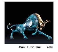 Lijiaxiuyc-101 Table Decorations Copper Entrance Ornaments Zodiac Cattle Ornaments Home Crafts Living Room Office to Attract Wealth Decorations Desktop Decor(Blue)