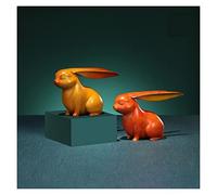 Lijiaxiuyc-101 Table Decorations Copper Rabbit Creative Ornaments Cute Cuddly Bronze Sculpture Decorative Desk Craft Rabbit Year of the Zodiac Desktop Decor(A+B)