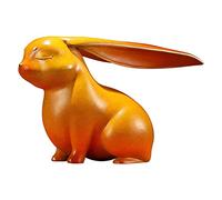 Lijiaxiuyc-101 Table Decorations Copper Rabbit Creative Ornaments Cute Cuddly Bronze Sculpture Decorative Desk Craft Rabbit Year of the Zodiac Desktop Decor(A)