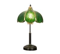 Lijiaxiuyc-101 Table lamp Vintage Glass Table Lamp Bedroom Study Living Room Table Lamp Brass Stained Glass Nightstand Lamps Reading lamp(Green,Large)