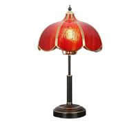Lijiaxiuyc-101 Table lamp Vintage Glass Table Lamp Bedroom Study Living Room Table Lamp Brass Stained Glass Nightstand Lamps Reading lamp(Red,Small)