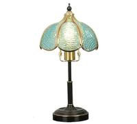 Lijiaxiuyc-101 Table lamp Vintage Glass Table Lamp Bedroom Study Living Room Table Lamp Brass Stained Glass Nightstand Lamps Reading lamp(Blue,Small)