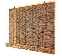 LIJINBO Natural Reed Curtain, Bamboo Blind For Outdoor And Indoor, 60cm/70cm/80cm/90cm/100cm/110cm/120cm/130cm/140cm Wide, Bamboo Roller Blinds With Lifter (Color : Brown, Size : 1.4x1.75m)