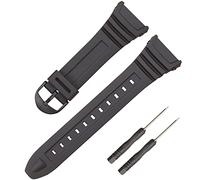 Lijinlan Watch Replacement Watch Band for Casio W-96H, Flexible Black Resin Strap fit W96 W-96H W96H W-96H-1AV W-96H-3A 2A/4A W-96H-9AV Sport Watch Adjustable Breathable Wristband (Black)