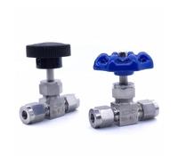 LIJKCCVEB 1 Pcs Needle Valve Adjustable 3 4 6 8 10 12mm 1/8 1/4 3/8 1/2 Pipe Stainless Steel 304 Flow Control Straight 90 Degree Needle Valve(Blue Straight,3mm)