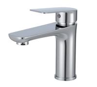 LiJoUK Modern Basin Mixer Tap | XL Flat Chrome Single Lever Bathroom Sink Mixer | Deck Mounted Hot & Cold Water Large Mono Basin Tap
