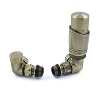 LiJoUK Thermostatic Radiator Valve | 15mm Corner TRV Zeta Series | Luxury Antique Brass Space-Saving Heating Valve (Pair)