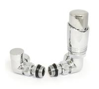 LiJoUK Thermostatic Radiator Valve | 15mm Corner TRV Zeta Series | Polished Chrome Space-Saving Heating Valve (Pair)