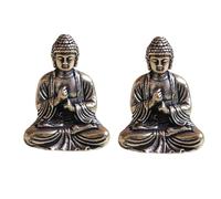 LiJuanWang 2 Pack Mini Buddha Statue Brass,Buddha Statue for Indoor Use,Sculpture for Home Office Desk Zen Garden Ornament Meditation Decor Fairy Miniature Bonsai Accessories