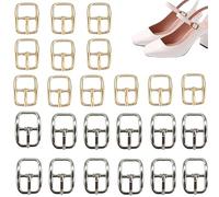 LiJuanWang 24 Pack Single Prong Pin Shoe Buckle Rectangular Metal Roller Buckle Hardware,for Shoes Bags Leather Belt Backpack Replacement Adjustable Slide,sliver and gold