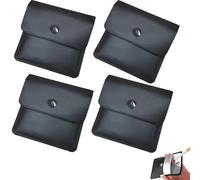LiJuanWang 4 Pack Pocket Ashtray Portable Compact Fireproof PVC Smell Proof Ash Pouch,for Cigarette Smoker Outdoor Travel Camping Car Litter Tray Odorless,Black