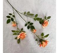 LIJUCAI 25.6 Inch Vintage Dream Rose Bouquet Artificial Flower for Wedding Bridal Decor Home Living Room Floral Arrangement Prop(Orange)