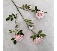 LIJUCAI 25.6 Inch Vintage Dream Rose Bouquet Artificial Flower for Wedding Bridal Decor Home Living Room Floral Arrangement Prop(Meat powder)