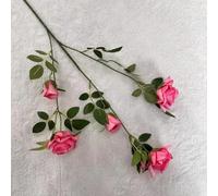 LIJUCAI 25.6 Inch Vintage Dream Rose Bouquet Artificial Flower for Wedding Bridal Decor Home Living Room Floral Arrangement Prop(Rose red)
