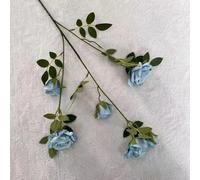 LIJUCAI 25.6 Inch Vintage Dream Rose Bouquet Artificial Flower for Wedding Bridal Decor Home Living Room Floral Arrangement Prop(Blue)