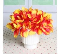 LIJUCAI 6 heads Cymbidium Bunch Real Touch Artificial Flowers Bouquet for Home Decor Party Wedding Orchid Floral Photography Props(Orange)