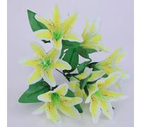 LIJUCAI 7 Heads Artificial Lily Flowers Multicolor Fake Bridal Flower Bouquet Wedding Home Party Decoration Flowers(Yellow)