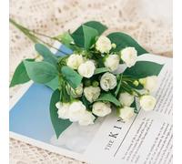 LIJUCAI Artificial Flowers Silk Diy Rose Small Tea Bud Christmas Wedding Party Bouquet Home Products Vase Home Scrapbooking Decoration(white)