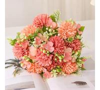 LIJUCAI Pink Artificial Flowers Hydrangea Bridal Bouquet in Vase on Wedding Table Decoration Autumn Silk Flower Fake Plant(1)