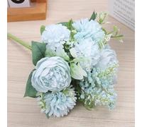 LIJUCAI Vintage Silk Peony Artificial Flower Mixed Hydrangeas Fake Bouquet Home Wedding Decoration Diy Dandelion(Blue)