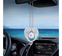 LIKAGI Car Rear View Mirror Hanging Accessories, Angel Wings with K9 Crystal Ball Charm for Your Car Decoration, Beautiful Exquisite Hanging Ornament, Gift for Men and Women (Silver)