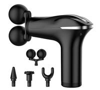 Likai Massage Gun Deep Tissue, Electric Handheld Massager with Double-Head, Quiet Portable Muscle Gun - Powerful 6 Speeds Body Massager for Pain Relief Relax, Black & Case
