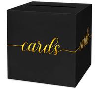 LIKAJON 1 Pack Black and Gold Card Box for Party, 8.7" Black Gift Card Box for Birthday, Wedding, Baby Shower, Retirement, Anniversary, Bridal Shower, Graduation, Raffle Ticket