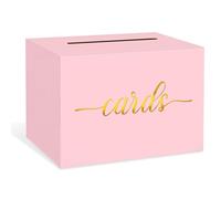 LIKAJON 1 Pack Light Pink and Gold Foil Card Box for Party, Gift Cards Receiving Box for Birthday, Bridal or Baby Showers, Wedding, Retirement, Graduation, Raffle Ticket