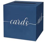 LIKAJON 1 Pack Navy Blue and Silver Foil Card Box for Party, 8.7" Navy Blue Gift Card Box Money Box for Birthday, Wedding, Baby Shower, Retirement, Anniversary, Raffle Ticket, Graduation