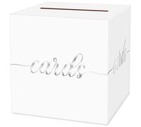 LIKAJON 1 Pack White and Silver Foil Card Box for Party, 8.7" White Gift Card Box for Birthday, Wedding, Baby Shower, Retirement, Anniversary, Bridal Shower, Raffle Ticket