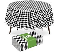 LIKAJON 6 Pack Round Black Checkered Flag Tablecloth