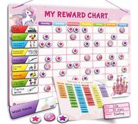 LIKARTO Magnetic Reward Chart for Children with 280 Magnets - Behaviour Chart for Children - Star Chart for Responsibility, Routine and Good Behaviour - Sticker Chart - Pink