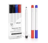 LIKCUT Fine Point Watercolor Pens 0.4mm, Black & Red & Blue, 4 Pack