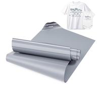 LIKCUT Heat Transfer Vinyl - 12" x 8FT Glossy Sliver Iron On Vinyl for Clothes, HTV Cutting Machine, Sliver Vinyl Compatible with Heat Press for DIY T-Shirt, Hats, bags,shoes