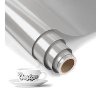 LIKCUT Permanent Vinyl 12" x 6ft, Glossy Grey Adhesive Vinyl Roll for Cricut & Silhouette Cameo Cutting Machine, Ideal for Brithday & Party Home Decor, DIY Mug & Ceramic