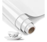 LIKCUT Permanent Vinyl 12" x 6ft, Glossy White Adhesive Vinyl Roll for Cricut & Silhouette Cameo Cutting Machine, Ideal for Brithday & Party Home Decor, DIY Mug & Ceramic