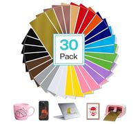 LIKCUT Smart Permanent Vinyl, 30 Sheets 5.5" x 12" Multi Color Vinyl, Cricut Joy, Matless Adhesive Vinyl for Home Decor And DIY Cards, Label Making and Party Crafting, Accessories