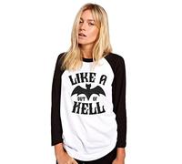 Like a Bat Out of Hell - Womens Baseball Top - Rock Merchandise Fan Gift Present - 3XL White/Black