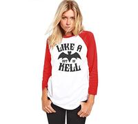 Like a Bat Out of Hell - Womens Baseball Top - Rock Merchandise Fan Gift Present - XL White/red