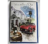 Like A Dad Happy Birthday Card Red Sports Car Pub Garden Red Wine